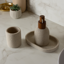 Porta Escova em Poliresina Linen Bege 9cm