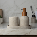 Porta Escova em Poliresina Linen Bege 9cm